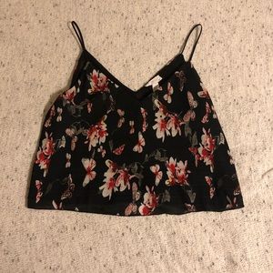 Full Tilt Black Floral Tank Top